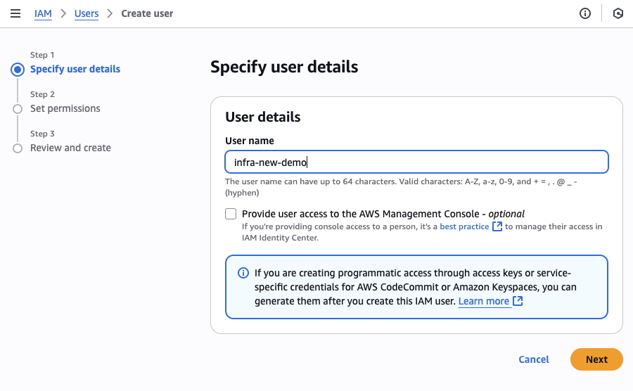 Create IAM User