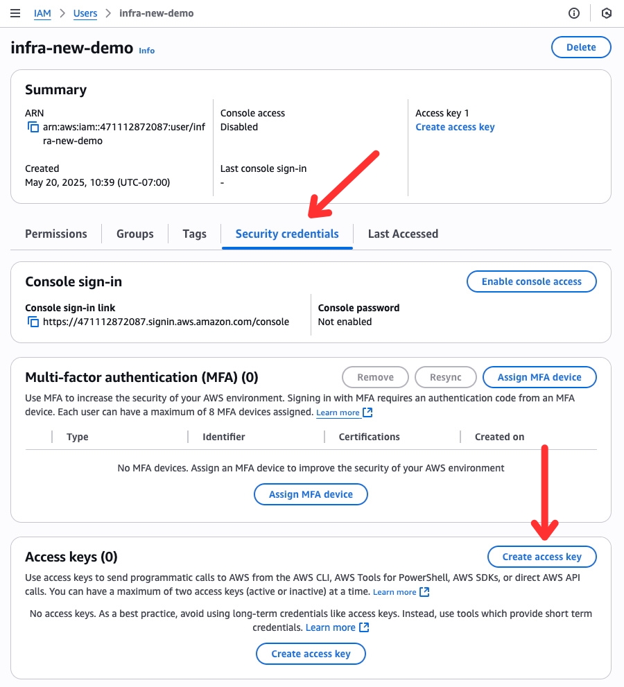 Navigate to Access Key Creation